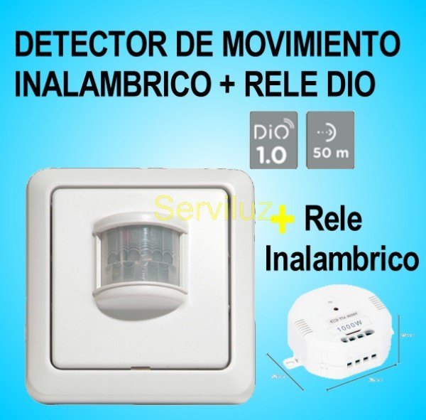 Sensor Detector de Movimiento Inalámbrico Clasic (Emisor + Receptor) + Relé DIO Sensor Detector de Movimiento Inalámbrico Clasic (Emisor + Receptor) + Relé DIO